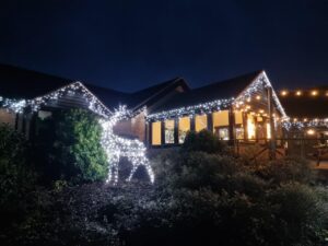 Christmas decorations at Ludlow Touring Park